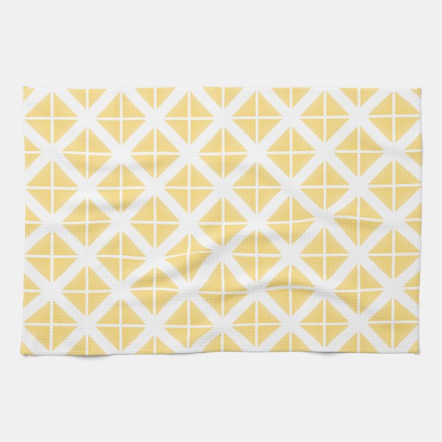 Yellow Trendy Triangle Pattern Kitchen Towel (Horizontal)