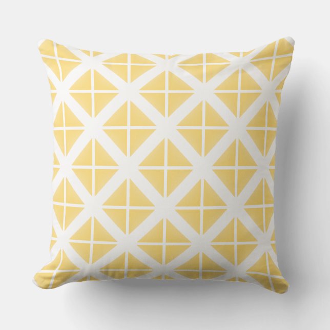 Yellow Trendy Triangle Pattern Throw Pillow (Front)
