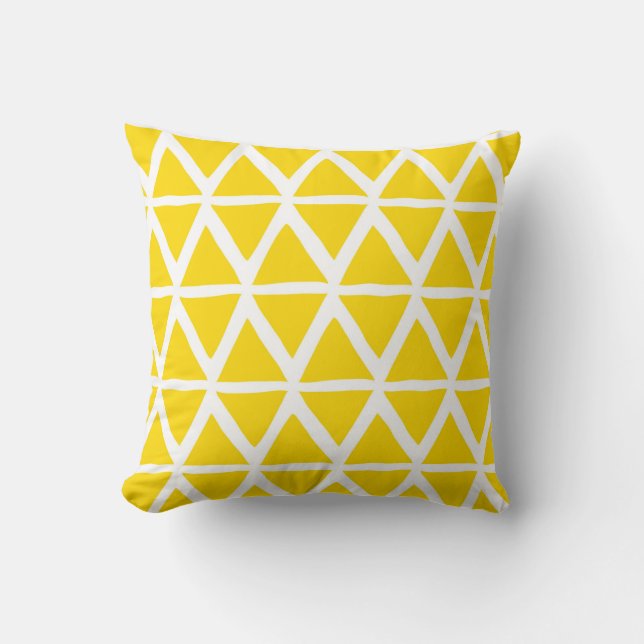 Yellow Triangles Geometric Decorative Pillow (Front)