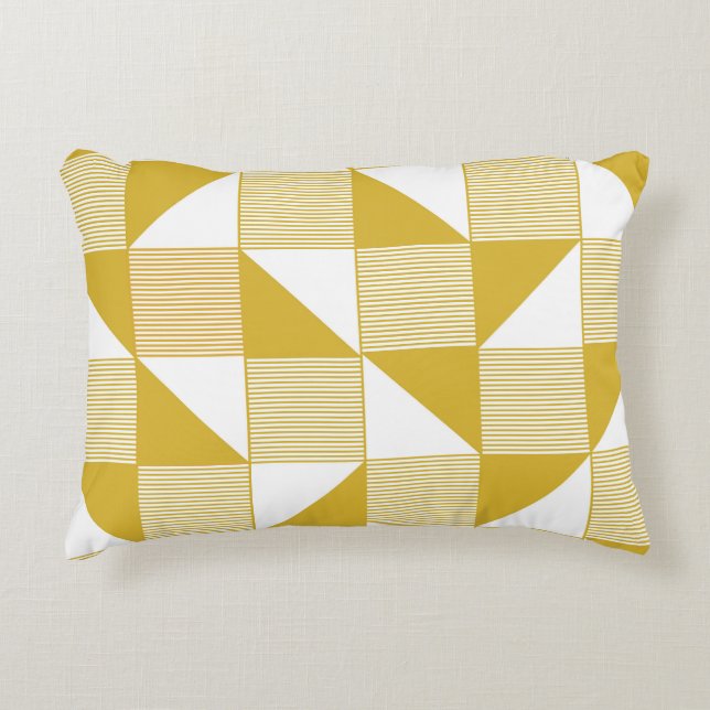 Yellow Triangles: Linear Seamless Pattern. Accent Pillow (Front)
