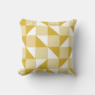 Yellow Triangles: Linear Seamless Pattern. Throw Pillow