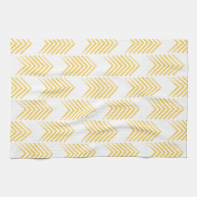 Yellow Tribal Arrow Pattern Kitchen Towel (Horizontal)