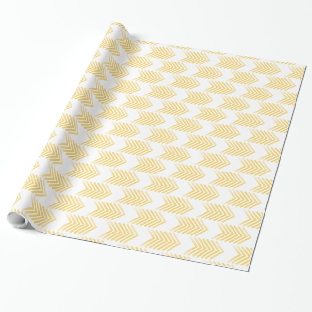 Yellow Tribal Arrow Pattern Wrapping Paper (Unrolled)