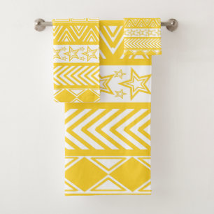 Yellow Tribal Design Bath Towel Set