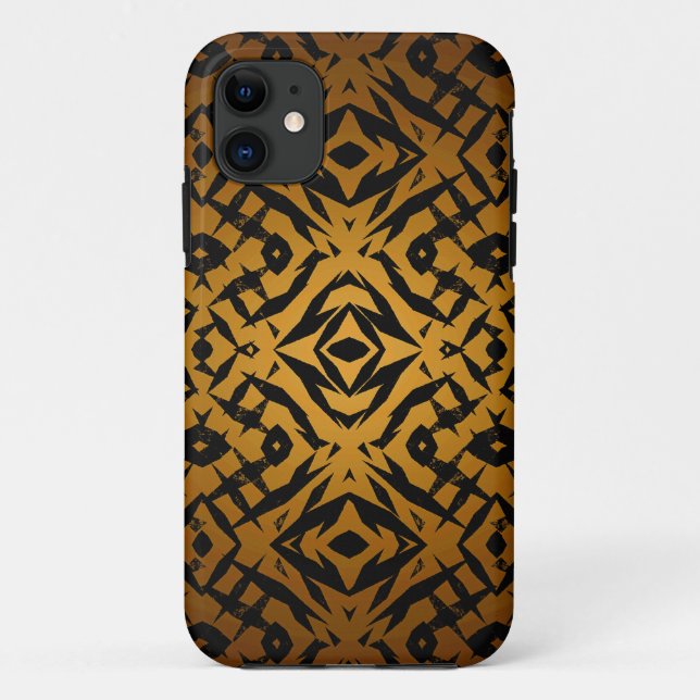 Yellow tribal shapes pattern Case-Mate iPhone case (Back)