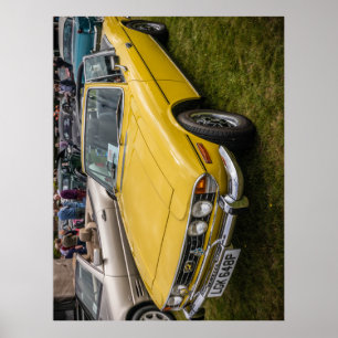 Yellow Triumph Stag sports car Poster