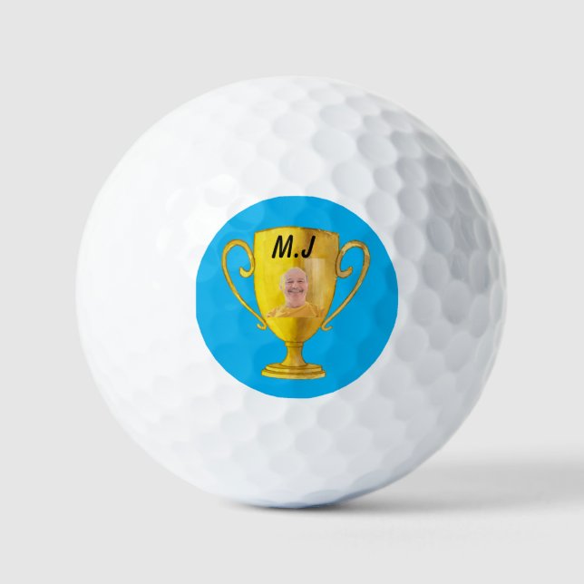 Yellow Trophy Award Winner Golf  Golf Balls (Front)