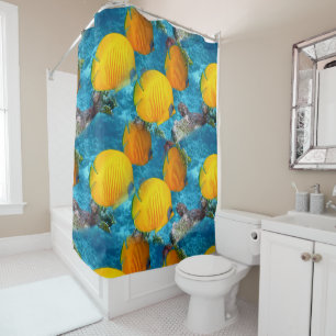 Yellow Tropical Fish Beach Ocean Shower Curtain