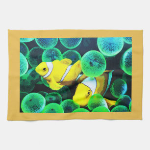 Yellow tropical fish kitchen towel