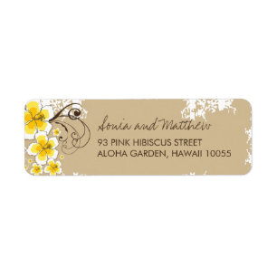 Yellow Tropical Hibiscus Wedding Address Labels
