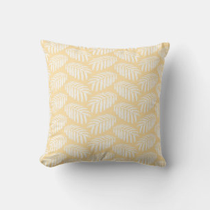 Yellow Tropical Leaves Ottoman Pouf Throw Pillow