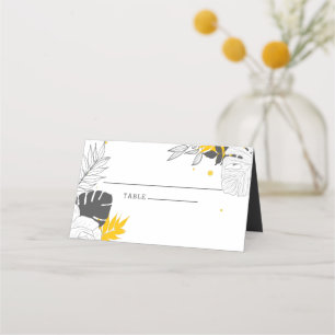 Yellow Tropical Leaves Place Card