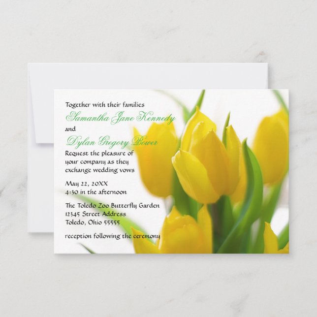 Yellow Tulip - 3x5 Wedding Invitation (Front)