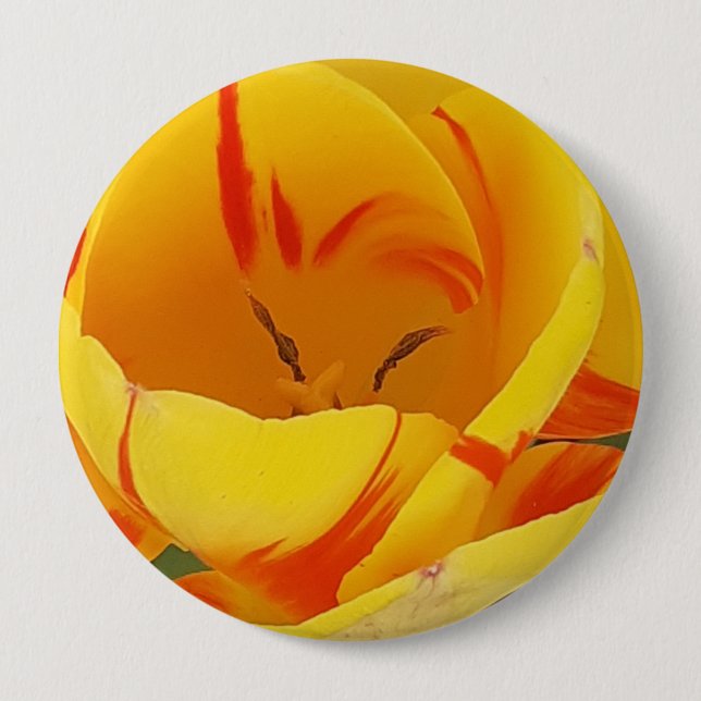 Yellow Tulip Badge 4 Inch Round Button (Front)