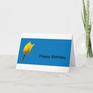 Yellow Tulip Blue Birthday Card (Customisable)