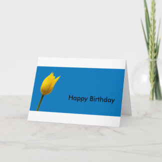 Yellow Tulip Blue Birthday Card (Customisable)