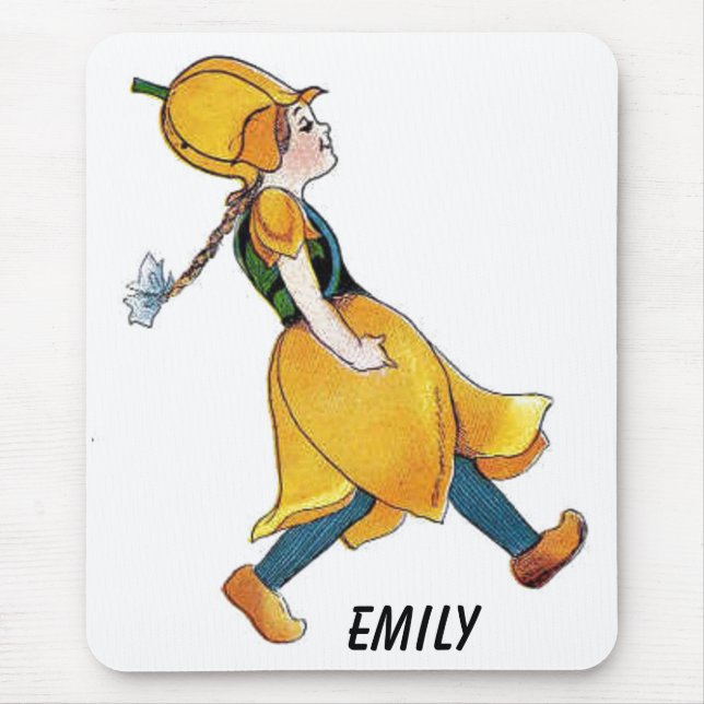 Yellow Tulip Cute Flower Child Floral Funny Girl Mouse Pad (Front)