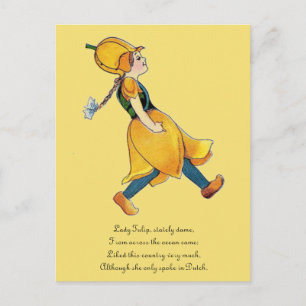 Yellow Tulip Cute Flower Child Floral Funny Girl Postcard