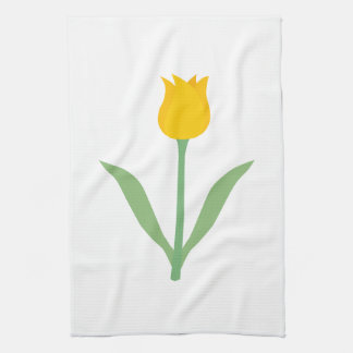 Yellow Tulip Flower. Kitchen Towel