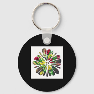 Yellow Tulip Flower - Stained Gl Love. White Versi Keychain
