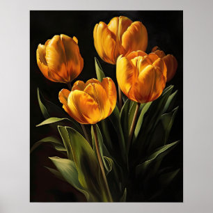 Yellow Tulip Flowers Art Print Poster
