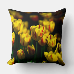 Yellow tulip flowers throw pillow