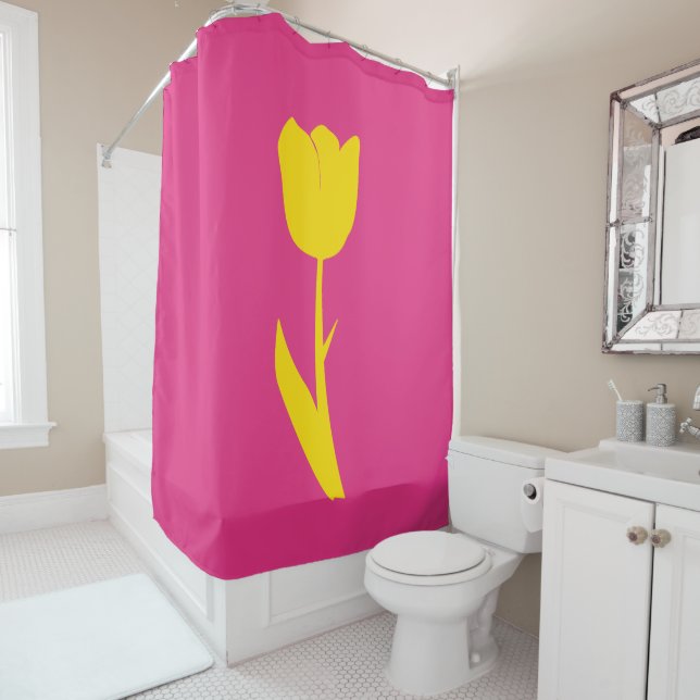 Yellow Tulip Gold Floral Flower Abstract Art Pink (In Situ)