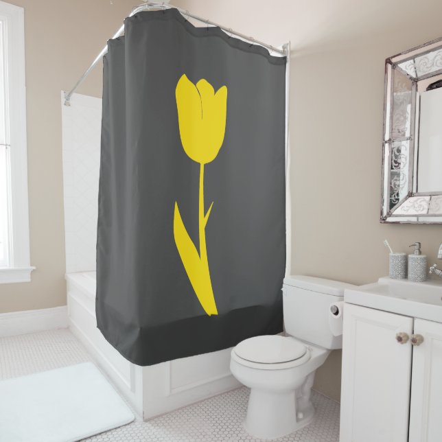 Yellow Tulip Gold Floral Flower Abstract Grey Grey (In Situ)