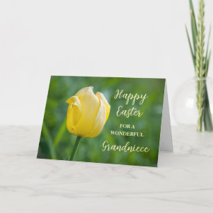 Yellow Tulip Grandniece Happy Easter Holiday Card