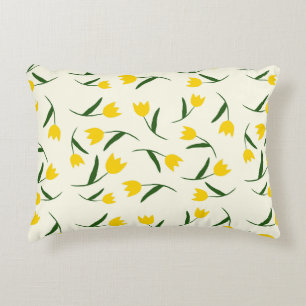 Yellow Tulip Pattern Accent Pillow