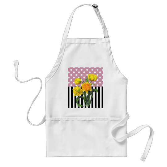 yellow tulip polka dot pattern standard apron