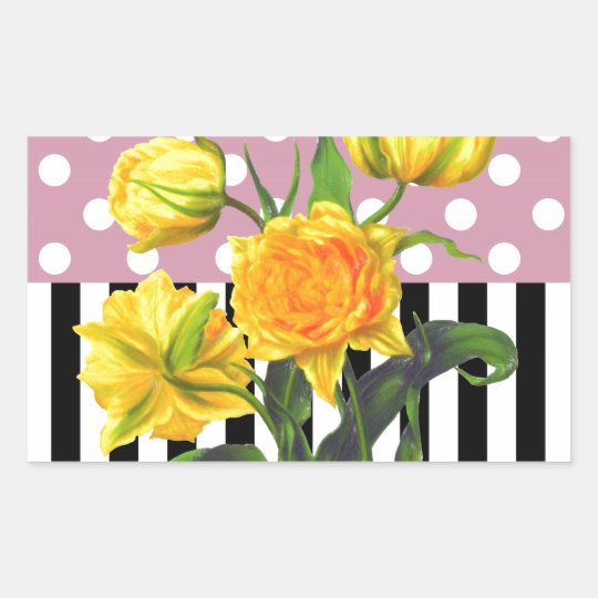 yellow tulip polka dot pattern sticker