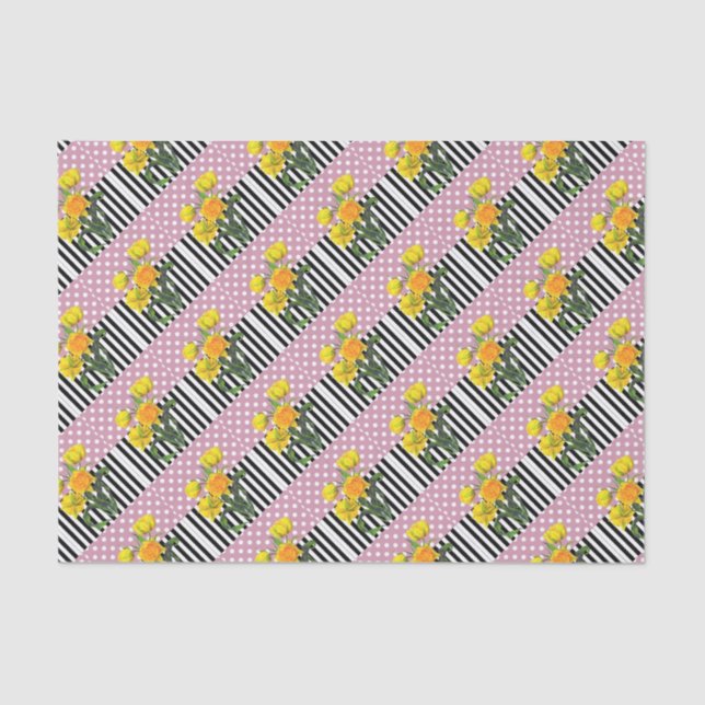 yellow tulip polka dot pattern tissue paper (Front)