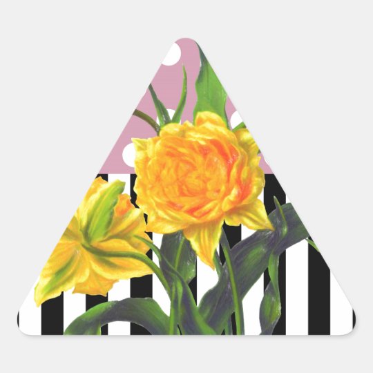 yellow tulip polka dot pattern triangle sticker