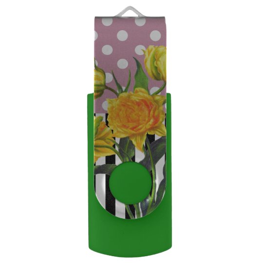 yellow tulip polka dot USB flash drive