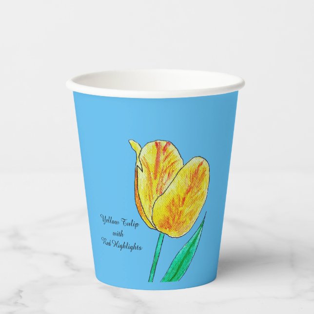 Yellow Tulip Red Highlights  Paper Cups (Front)