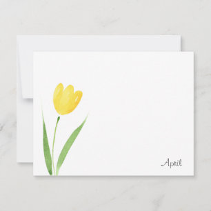 Yellow Tulip Stem Watercolor Note Card