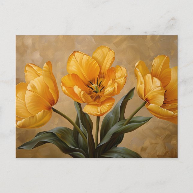 Yellow Tulips Botanical Oil Painting Postcard (Front)