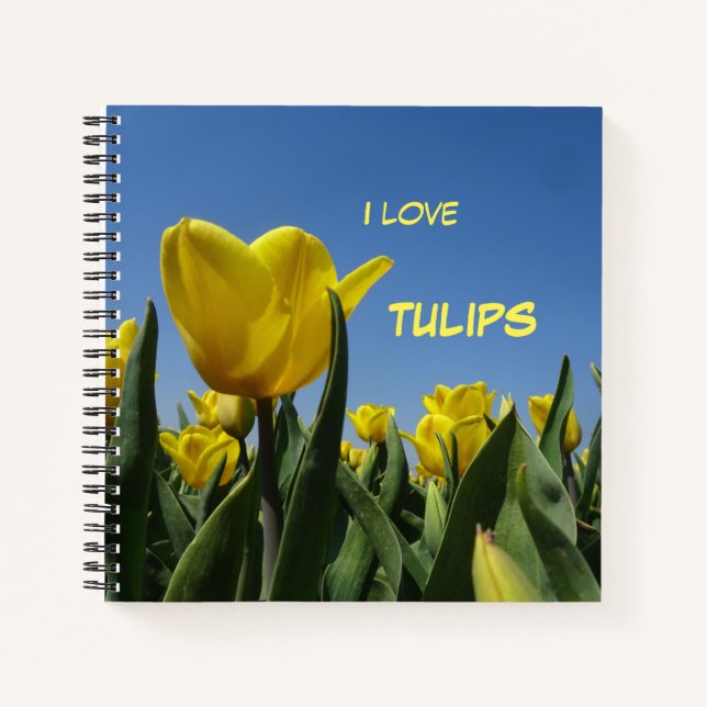 Yellow Tulips Field Cust. Text Notebook (Front)