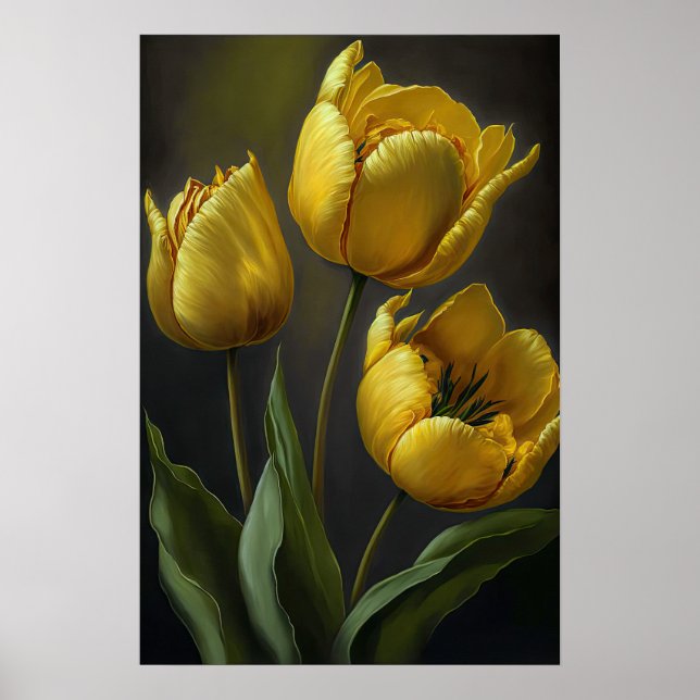 Yellow Tulips Flower Art Print Poster (Front)
