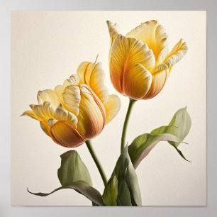 Yellow Tulips Flower Art Print Poster