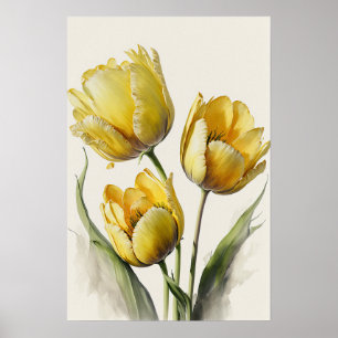 Yellow Tulips Flower Art Print Poster