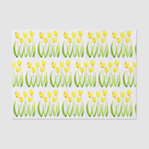 Yellow tulips flowers watercolor Vintage Tissue Paper