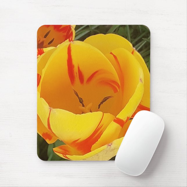 Yellow Tulips Mouse Mat (With Mouse)