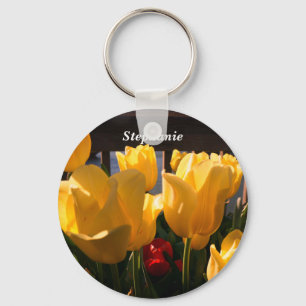 Yellow Tulips & Name Keychain