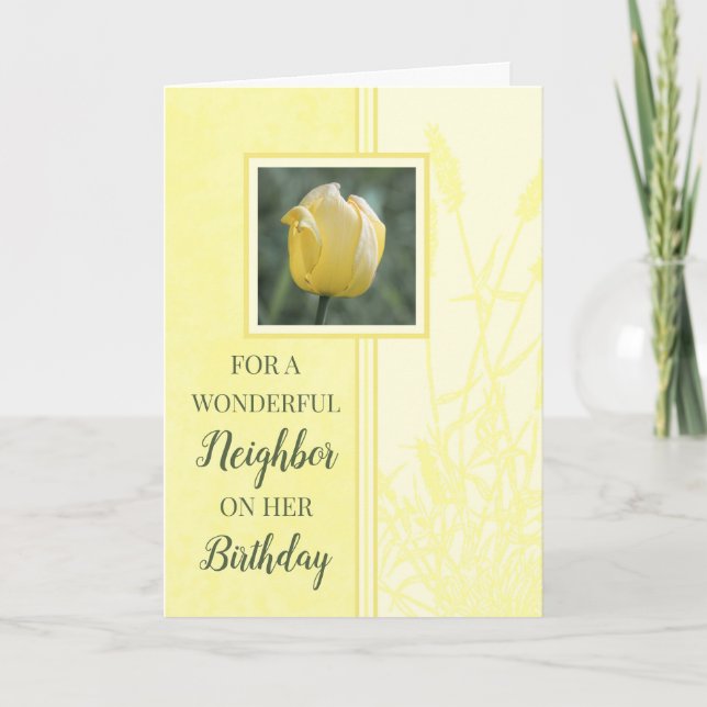 Yellow Tulips Neighbour Birthday Card (Front)