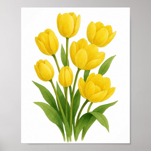 Yellow Tulips Painting Floral Wall Art (Front)