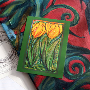 Yellow tulips postcard