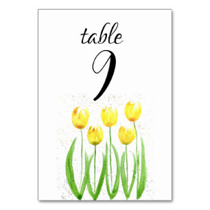Yellow Tulips Spring Floral Flowers Wedding Table Number