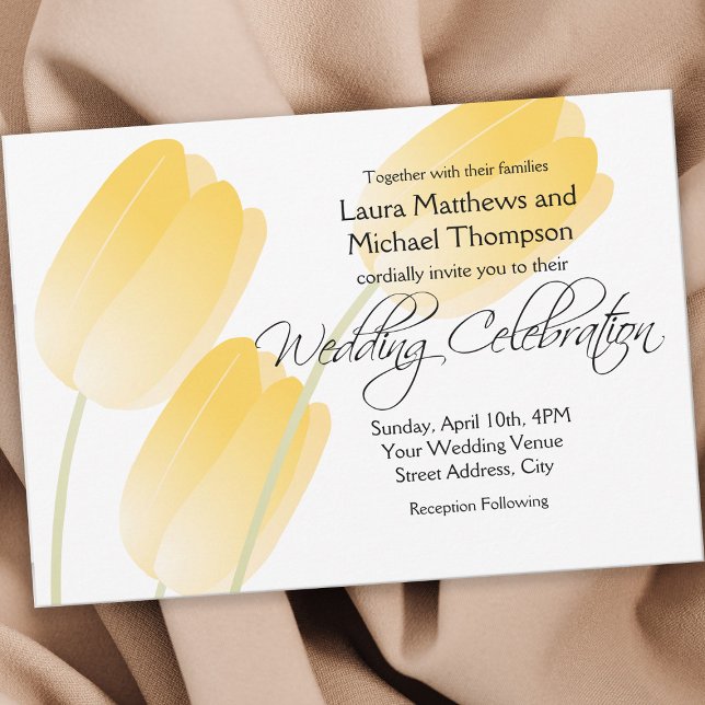 Yellow Tulips Spring Floral Wedding Invitation (Creator Uploaded)